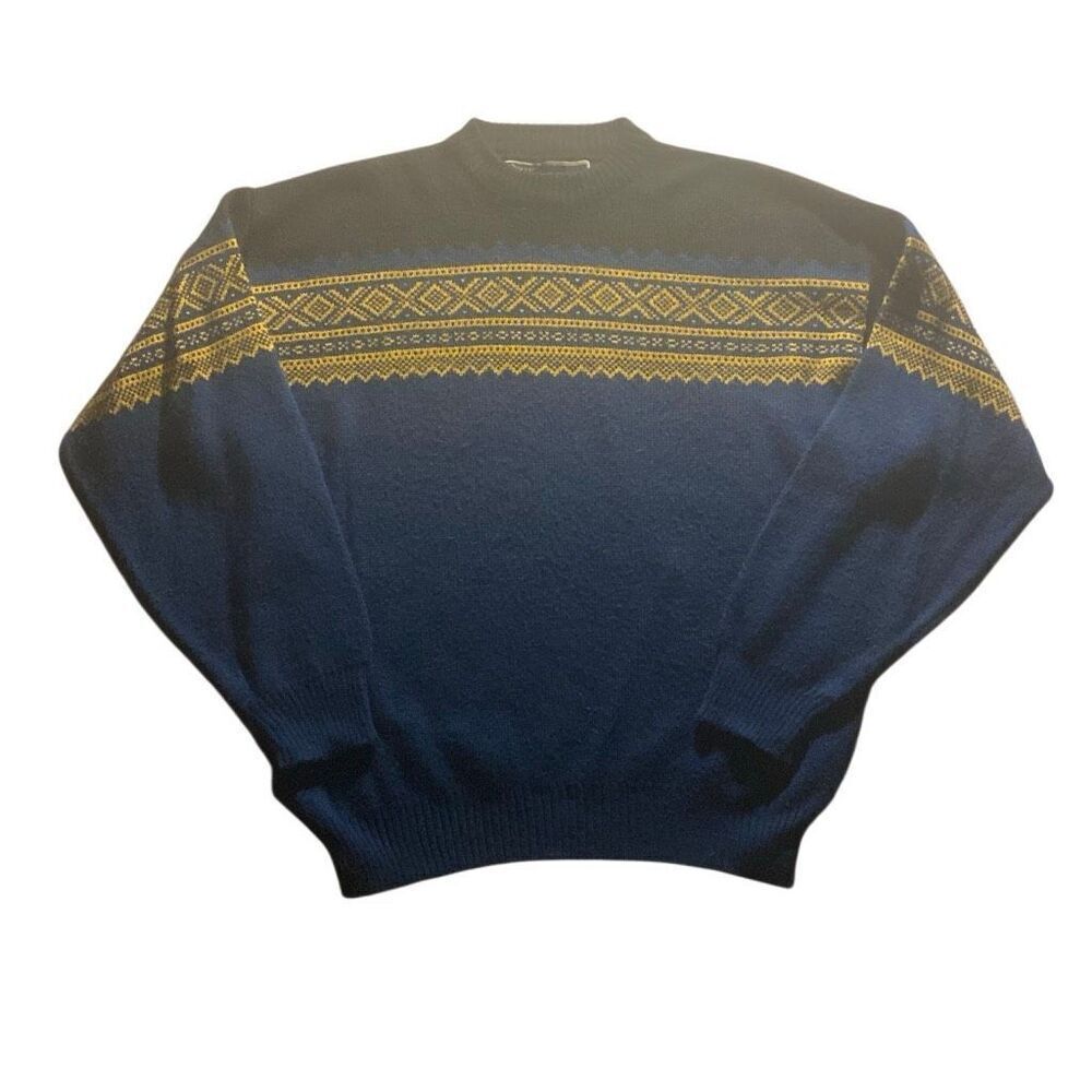 VINTAGE OBERMEYER SKI SWEATER WOOL BLEND PULLOVER FAIR ISLE KNIT SMALL